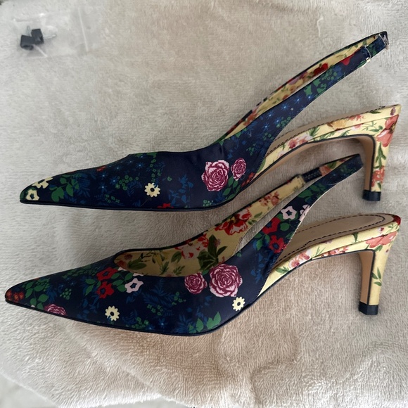 Zara Blue/Yellow Multi Mixed Floral Pointed Toe Heels 7M NEW WITHOUT TAGS OTHER - Picture 6 of 10